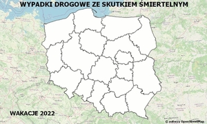 Policyjna mapa wypadków drogowych ze skutkiem śmiertelnym – Wakacje 2022