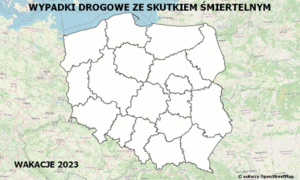 Policyjna mapa wypadków drogowych ze skutkiem śmiertelnym – Wakacje 2023